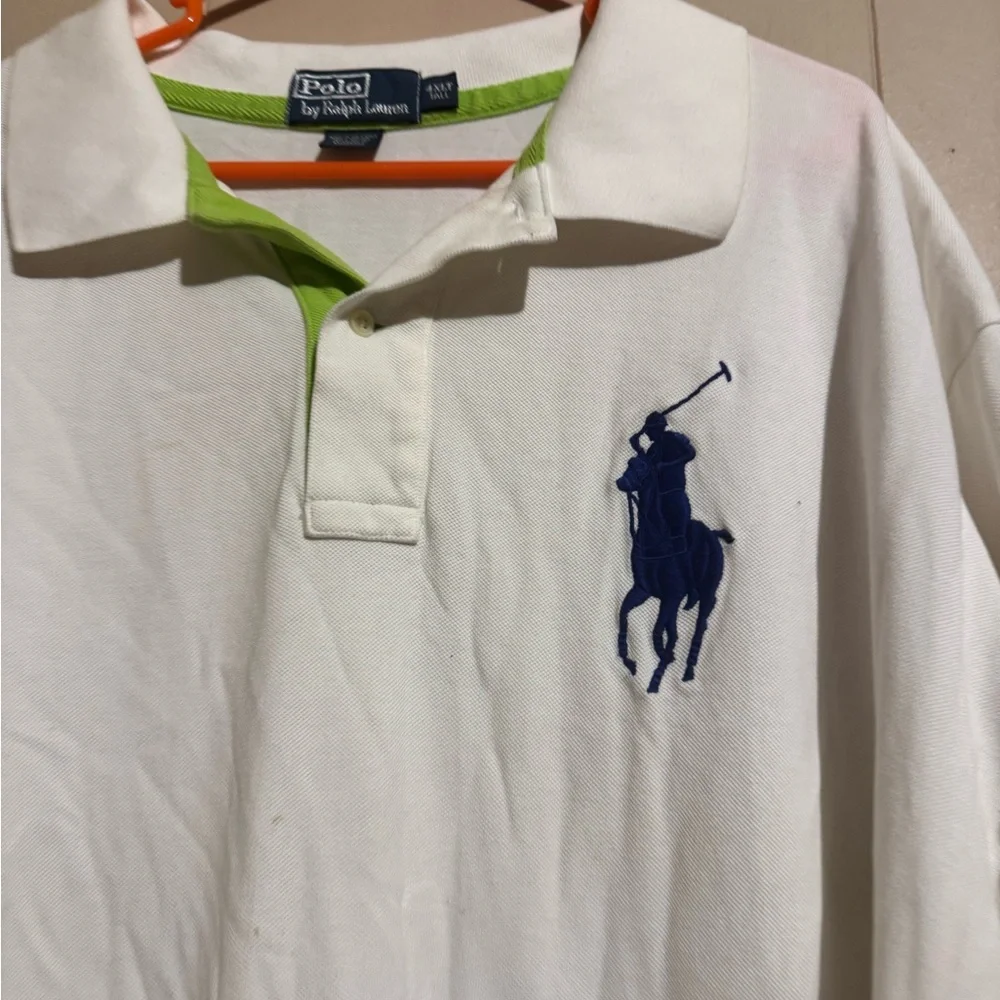 VTG RALPH LAUREN Polo Big Pony 4XL Short Sleeve Shirt White Golf Vintage *Flawed